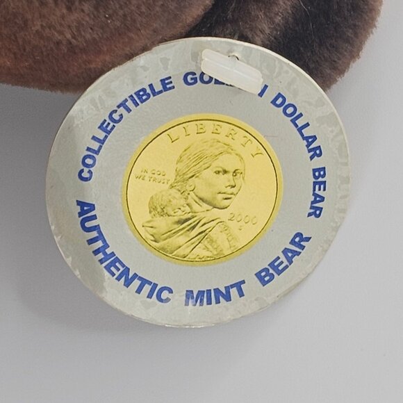 VTG 2000s TY Babies Authentic Mint Bear Collectible Golden Sacagawea Dollar Bear - Picture 15 of 16